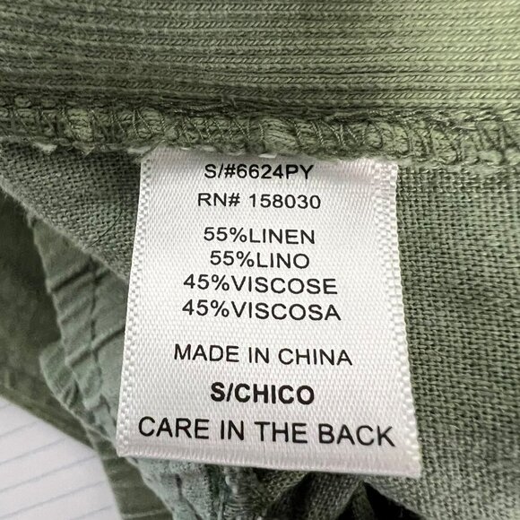 Lana Roux Women’s Linen Blend Jogger Pants Drawstring Green Size Small Pockets - Picture 9 of 9